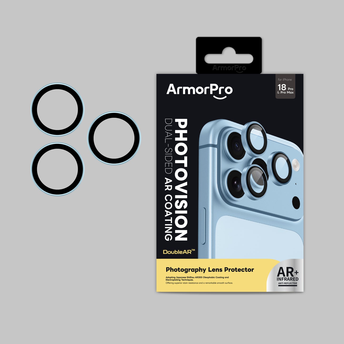 ArmorPro DoubleAR Camera Lens Protector Cloud Blue for iP18 Pro & Pro Max