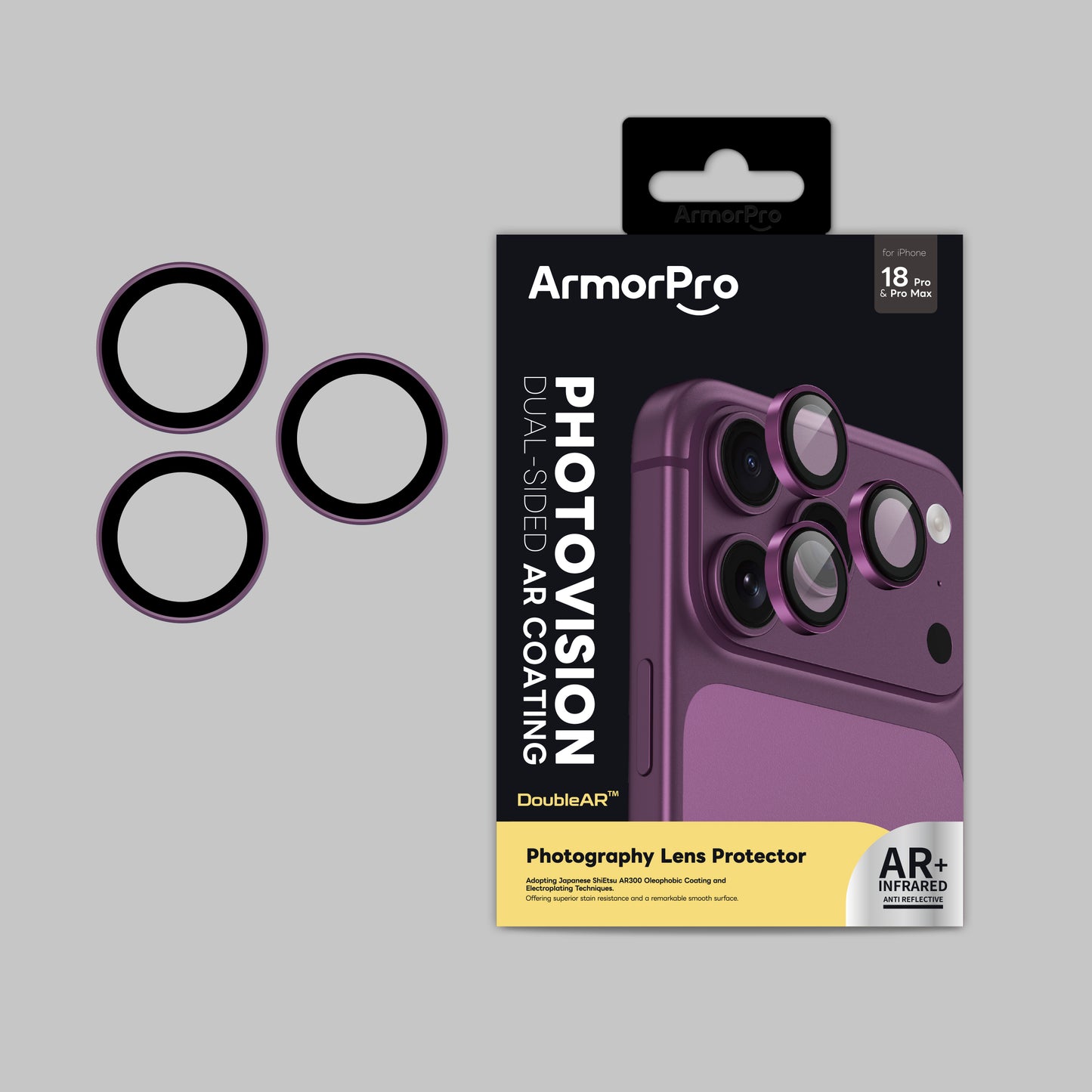 ArmorPro DoubleAR Camera Lens Protector Dark Cherry for iP18 Pro & Pro Max