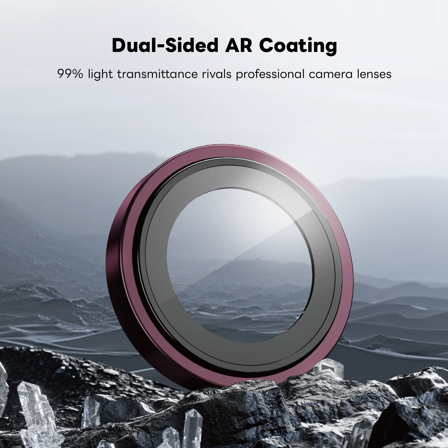 ArmorPro D3O 4-in-1 Combo with Capture Button  (HD Anti-Reflective Screen Protector & DoubleAR Camera Lens & D3O Clear Case with Dark Cherry MagSafe & Lens Module Protection Film) for iP18 Series