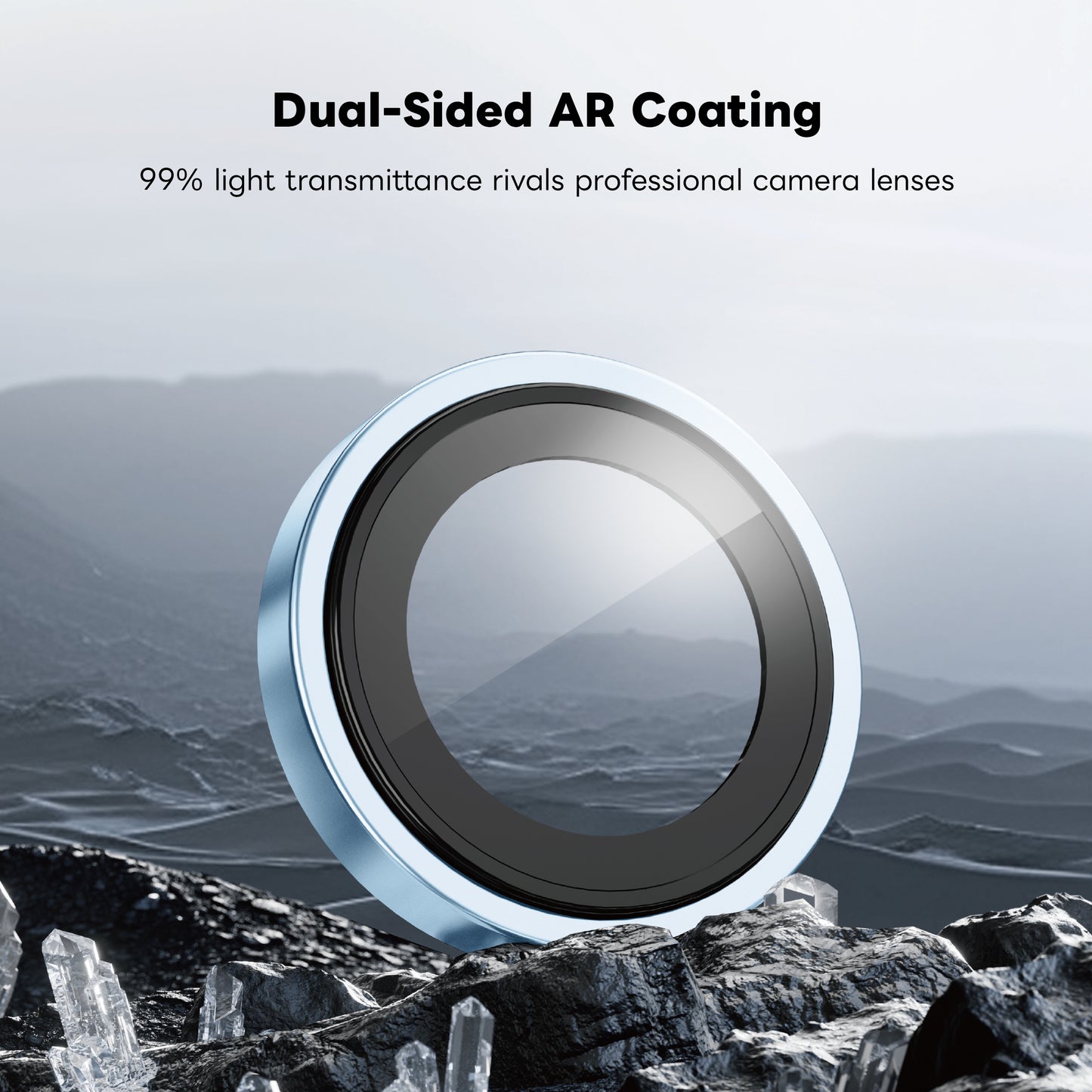 ArmorPro D3O 4-in-1 Combo with Capture Button (HD Anti-Reflective Screen Protector & DoubleAR Camera Lens & D3O Clear Case with Cloud Blue MagSafe & Lens Module Protection Film) for iP18 Series