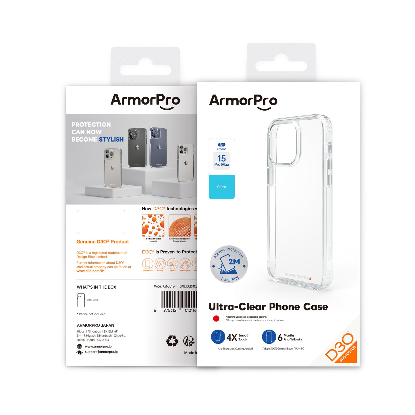 ArmorPro D3O Protected Clear Case for iPhone 15 Series