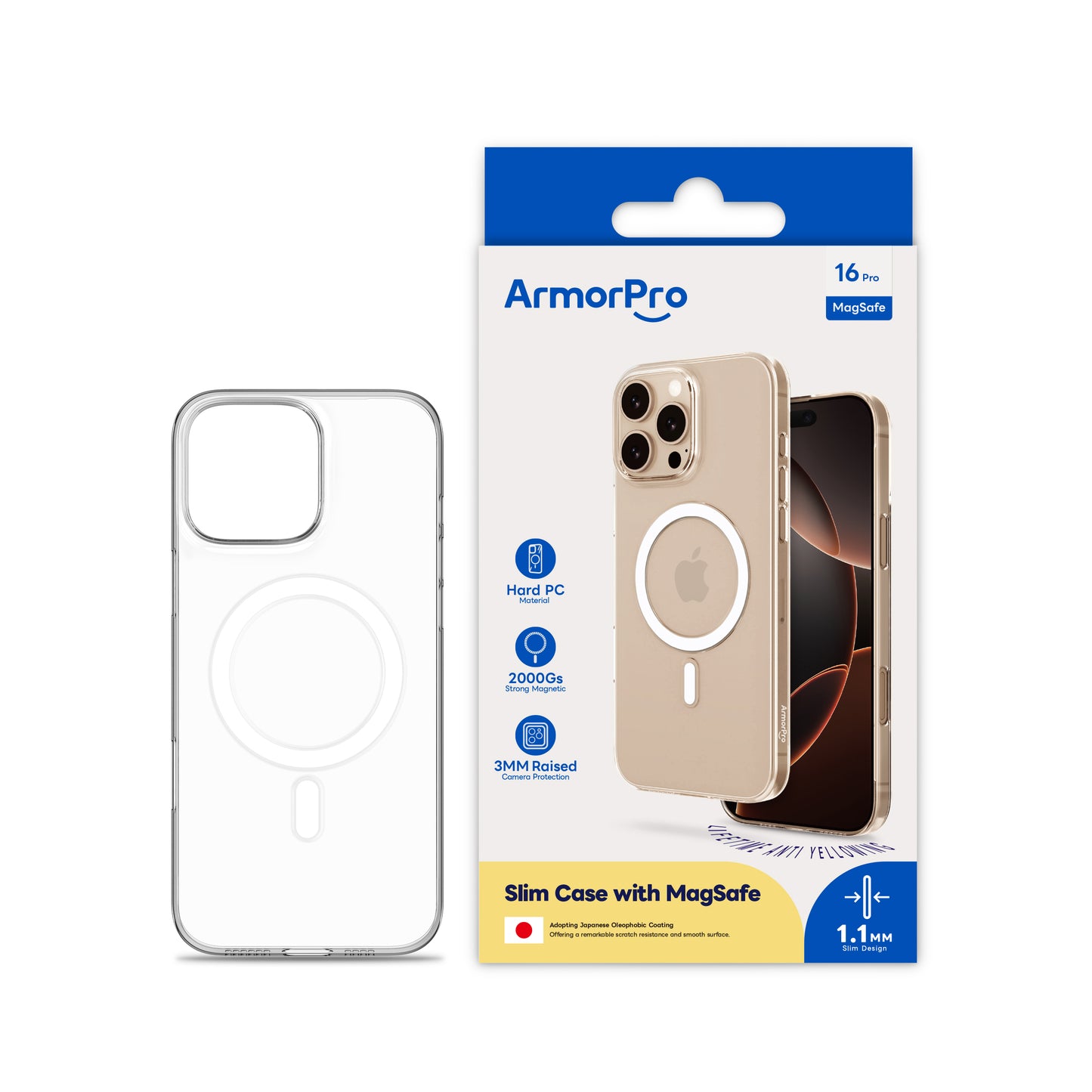 ArmorPro Hard PC Clear Case with MagSafe for iPhone 16 Series