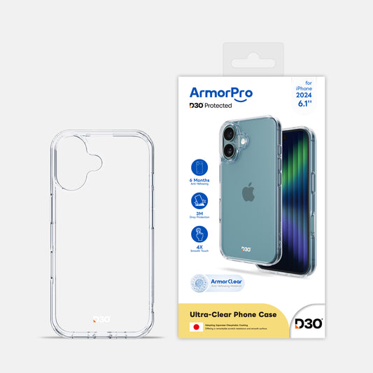 ArmorPro D3O Protected Clear Case for iPhone 16 Series