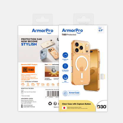 ArmorPro D3O Protected Clear Case with Capture Button for iPhone 17 Series
