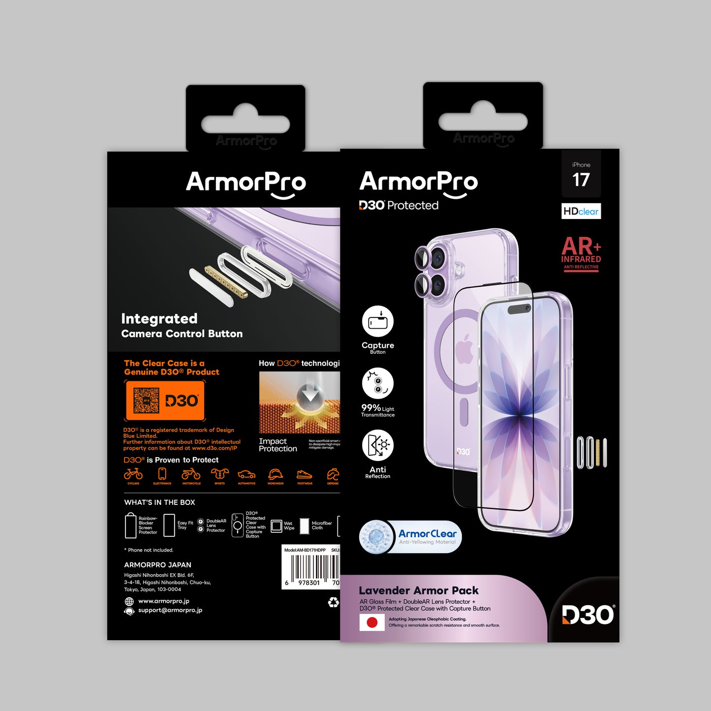 ArmorPro D3O 3-in-1 Combo with Capture Button  (HD Anti-Reflective Screen Protector & DoubleAR Camera Lens & D3O Clear Case with MagSafe) for iPhone 17