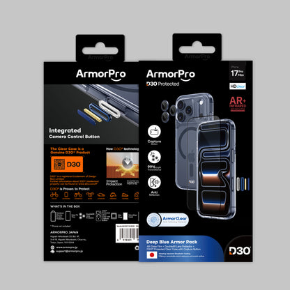 ArmorPro D3O 3-in-1 Combo with Capture Button  (HD Anti-Reflective Screen Protector & DoubleAR Camera Lens & D3O Clear Case with MagSafe) for iPhone 17 Pro & 17 Pro Max